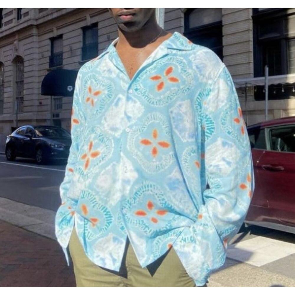 Stussy, tie-dye, button up, long sleeve,‎ mens L, streetwear, rare.